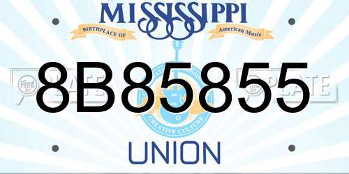 8B85855 Mississippi License Plate