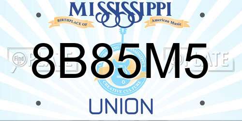 8B85M5 Mississippi License Plate