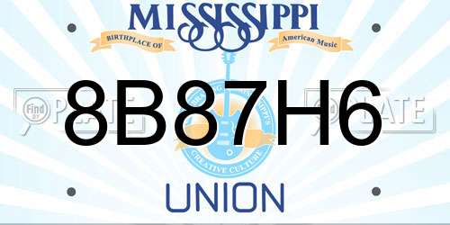 8B87H6 Mississippi License Plate