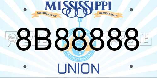 8B88888 Mississippi License Plate