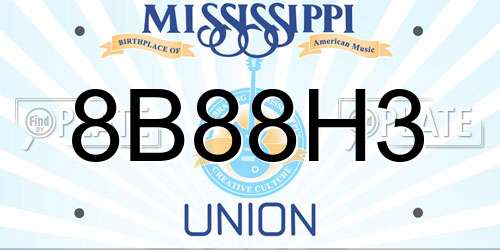 8B88H3 Mississippi License Plate