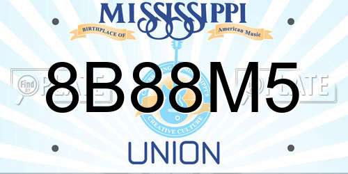 8B88M5 Mississippi License Plate