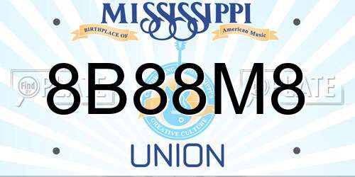 8B88M8 Mississippi License Plate