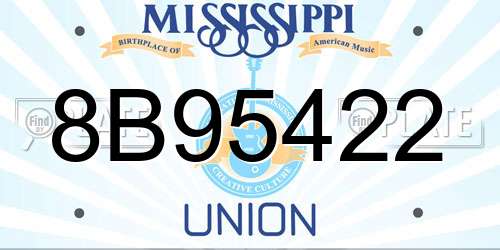 8B95422 Mississippi License Plate