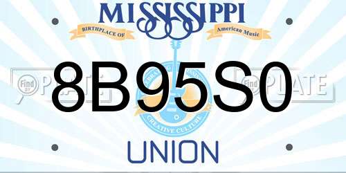 8B95S0 Mississippi License Plate