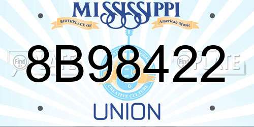 8B98422 Mississippi License Plate
