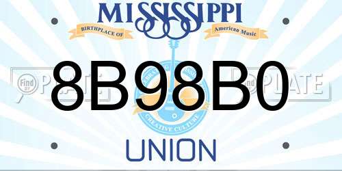 8B98B0 Mississippi License Plate
