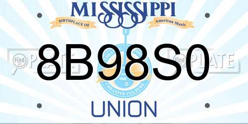 8B98S0 Mississippi License Plate