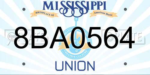 8BA0564 Mississippi License Plate