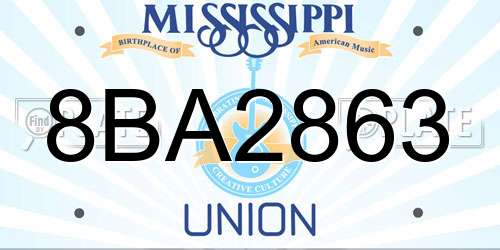 8BA2863 Mississippi License Plate