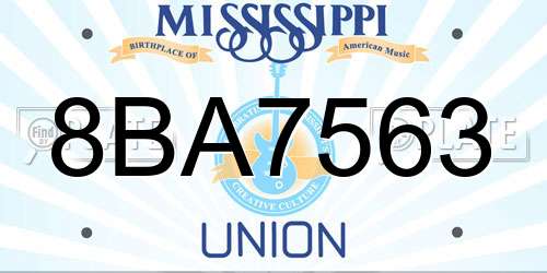 8BA7563 Mississippi License Plate