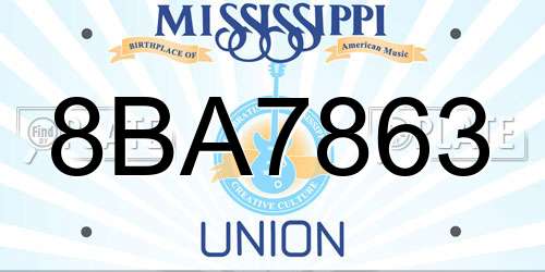 8BA7863 Mississippi License Plate