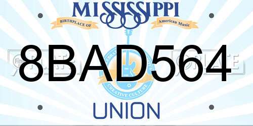 8BAD564 Mississippi License Plate