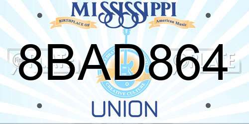 8BAD864 Mississippi License Plate