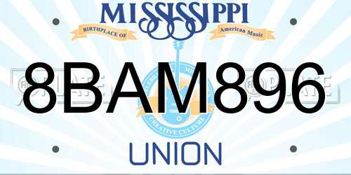 8BAM896 Mississippi License Plate