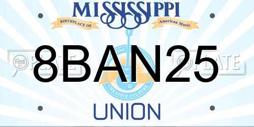 8BAN25 Mississippi License Plate