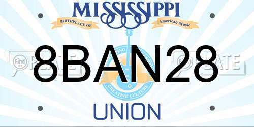 8BAN28 Mississippi License Plate