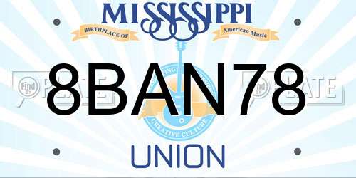 8BAN78 Mississippi License Plate