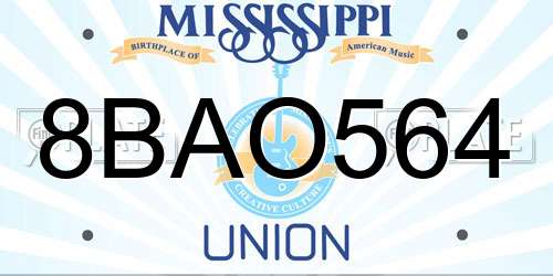 8BAO564 Mississippi License Plate