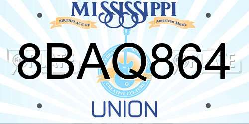 8BAQ864 Mississippi License Plate