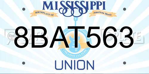 8BAT563 Mississippi License Plate