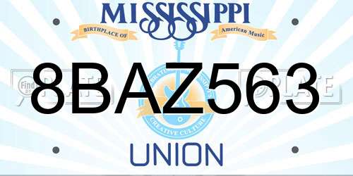 8BAZ563 Mississippi License Plate
