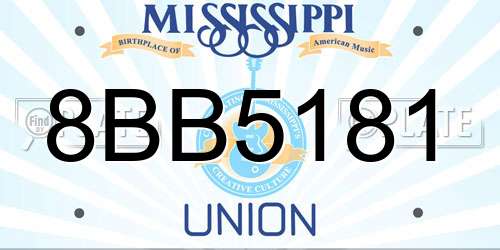 8BB5181 Mississippi License Plate