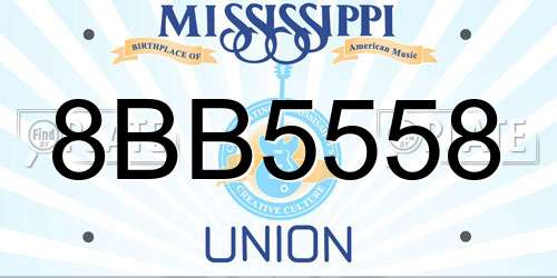 8BB5558 Mississippi License Plate