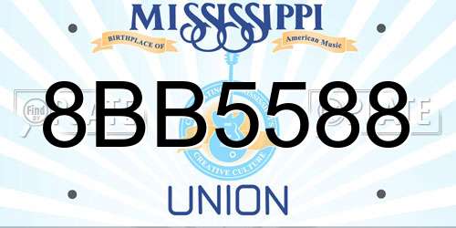8BB5588 Mississippi License Plate