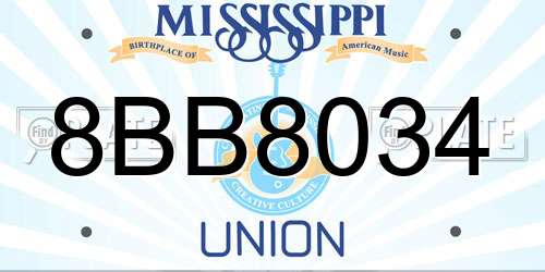 8BB8034 Mississippi License Plate