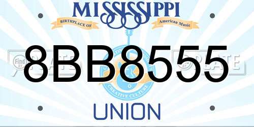8BB8555 Mississippi License Plate
