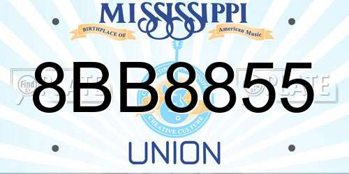 8BB8855 Mississippi License Plate