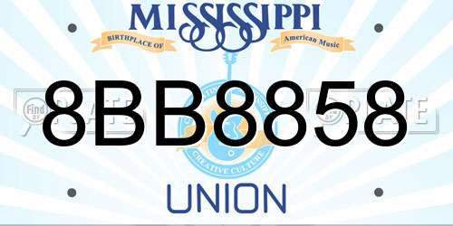 8BB8858 Mississippi License Plate