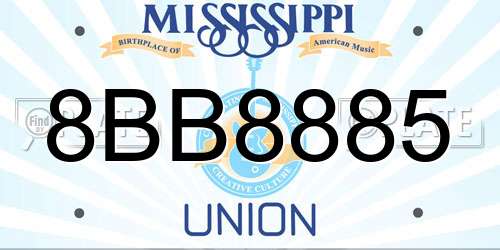 8BB8885 Mississippi License Plate