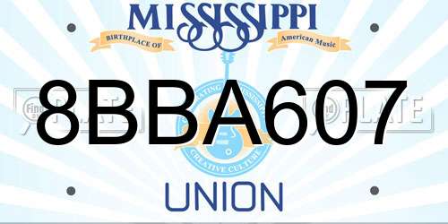 8BBA607 Mississippi License Plate