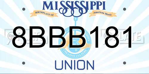 8BBB181 Mississippi License Plate