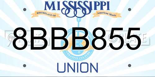 8BBB855 Mississippi License Plate