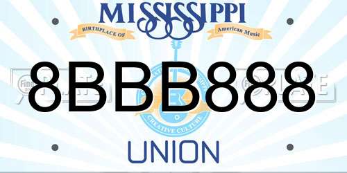 8BBB888 Mississippi License Plate