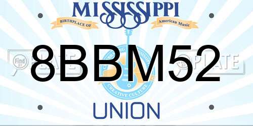 8BBM52 Mississippi License Plate