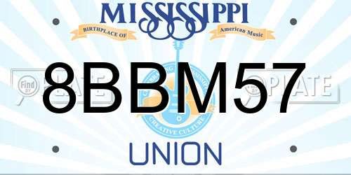 8BBM57 Mississippi License Plate