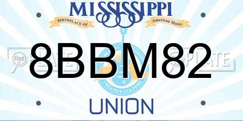 8BBM82 Mississippi License Plate