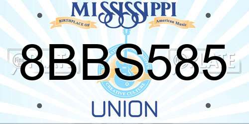 8BBS585 Mississippi License Plate