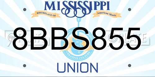 8BBS855 Mississippi License Plate
