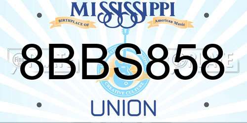 8BBS858 Mississippi License Plate