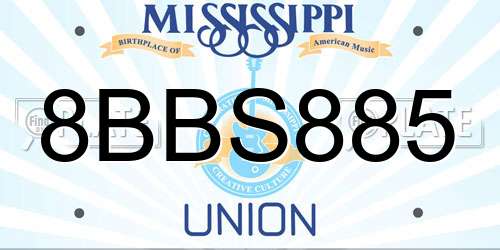 8BBS885 Mississippi License Plate