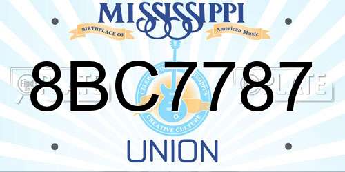8BC7787 Mississippi License Plate