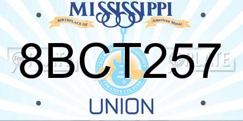 8BCT257 Mississippi License Plate