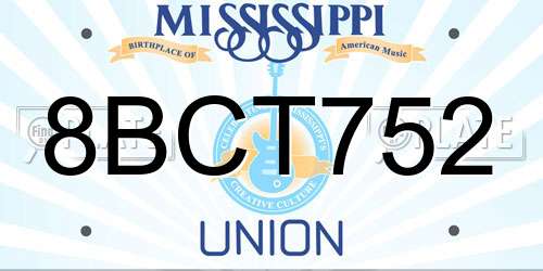 8BCT752 Mississippi License Plate