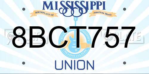 8BCT757 Mississippi License Plate