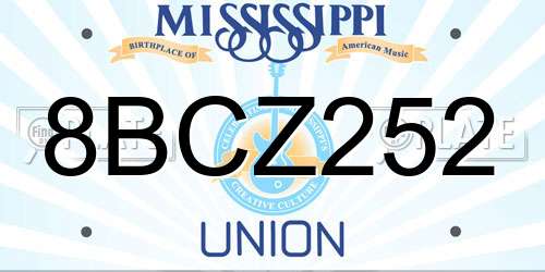 8BCZ252 Mississippi License Plate